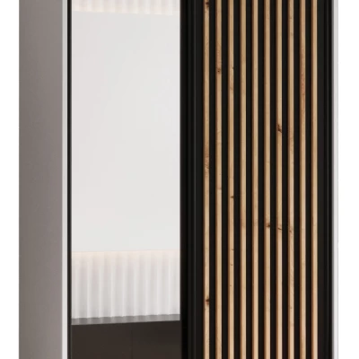 Šatní skříň FIDELIA 2 - 100/60 cm, bílá / černá / dub artisan