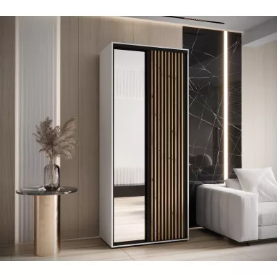 Šatní skříň FIDELIA 2 - 100/60 cm, bílá / černá / dub artisan