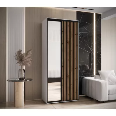 Šatní skříň FIDELIA 2 - 100/60 cm, bílá / dub artisan / černá