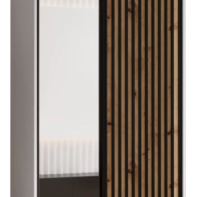 Šatní skříň FIDELIA 2 - 100/60 cm, bílá / dub artisan / černá