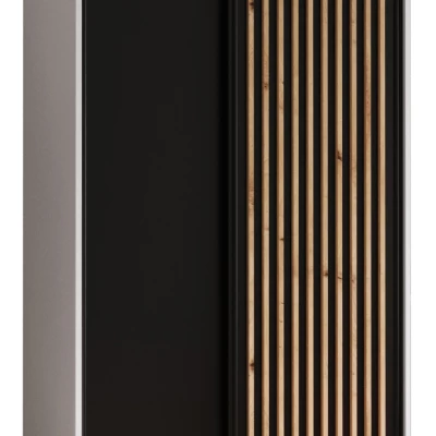 Šatní skříň FIDELIA 1 - 100/60 cm, bílá / černá / dub artisan