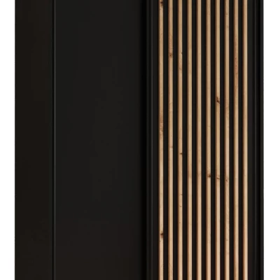 Šatní skříň FIDELIA 1 - 100/60 cm, černá / černá / dub artisan