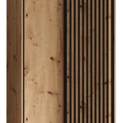 Šatní skříň FIDELIA 1 - 100/60 cm, dub artisan / dub artisan / černá