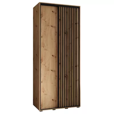 Šatní skříň FIDELIA 1 - 110/60 cm, dub artisan / dub artisan / černá