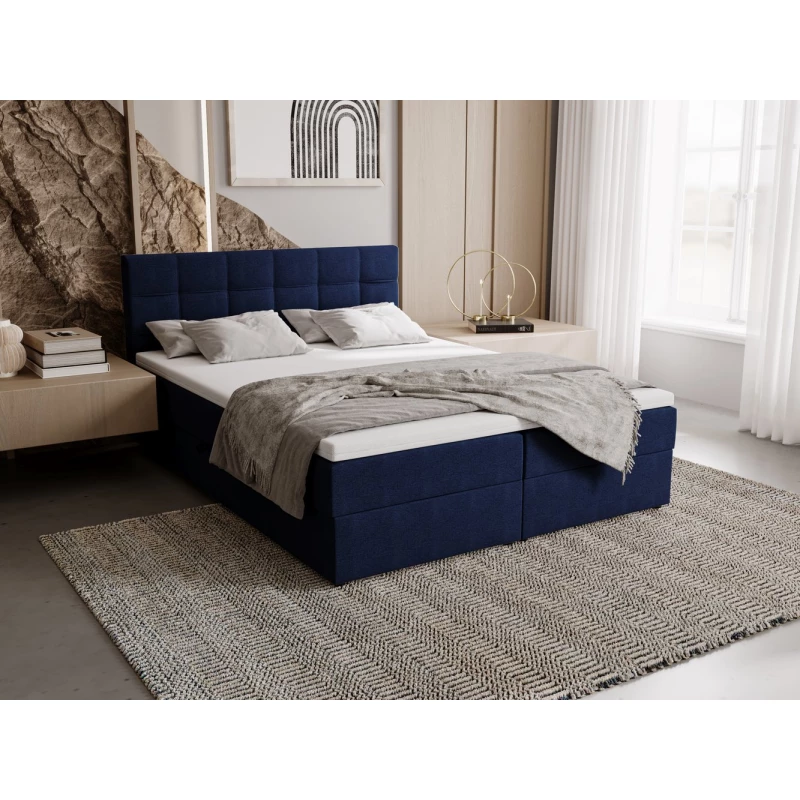 Čalouněná postel 160x200 ELSIE 2 s úložným prostorem - tmavě modrá