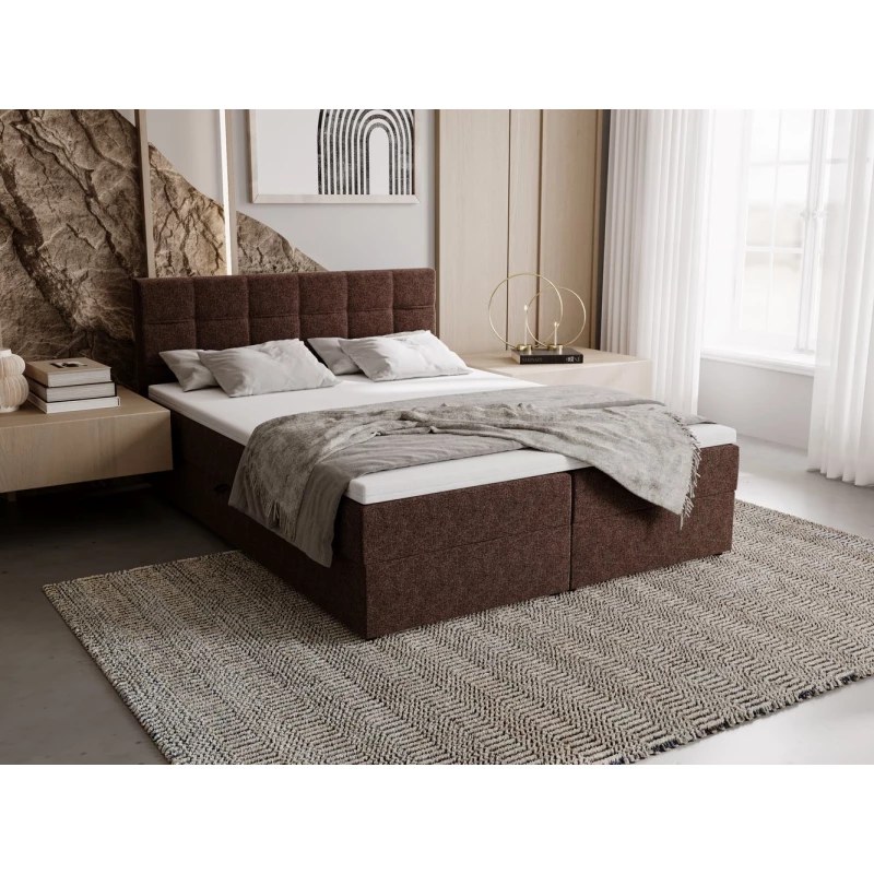 Čalouněná postel 140x200 ELSIE 1 s úložným prostorem - světle hnědá
