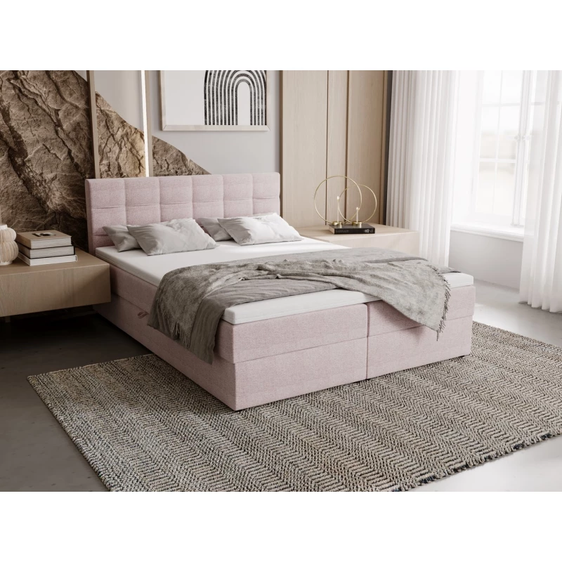 Čalouněná postel 160x200 ELSIE 2 s úložným prostorem - pudrová