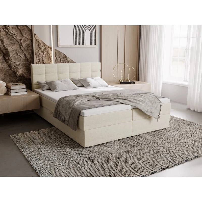 Čalouněná postel 180x200 ELSIE 2 s úložným prostorem - světle béžová