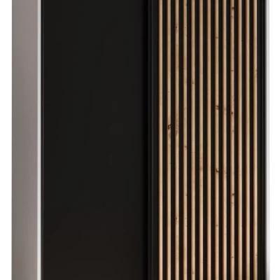 Šatní skříň FIDELIA 1 - 130/60 cm, bílá / černá / dub artisan