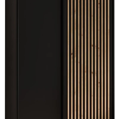 Šatní skříň FIDELIA 1 - 130/60 cm, černá / černá / dub artisan