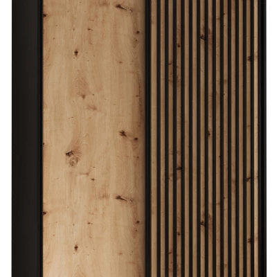 Šatní skříň FIDELIA 1 - 130/60 cm, černá / dub artisan / černá
