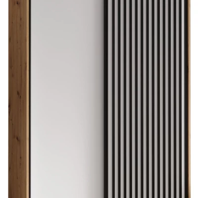 Šatní skříň FIDELIA 1 - 130/60 cm, dub artisan / bílá / černá
