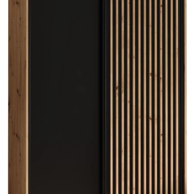 Šatní skříň FIDELIA 1 - 130/60 cm, dub artisan / černá / dub artisan