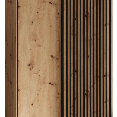 Šatní skříň FIDELIA 1 - 130/60 cm, dub artisan / dub artisan / černá