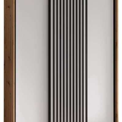 Šatní skříň FIDELIA 1 - 150/60 cm, dub artisan / bílá / černá