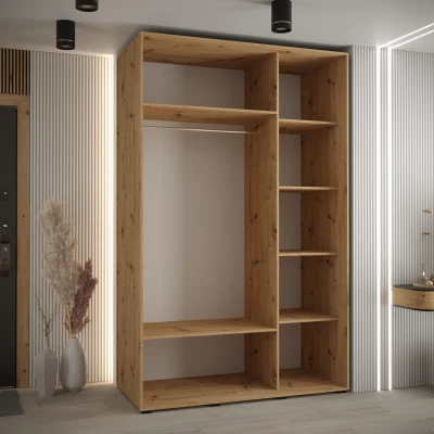 Šatní skříň FIDELIA 1 - 150/60 cm, dub artisan / černá / dub artisan