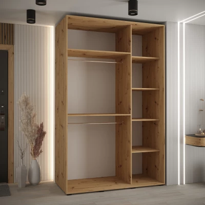 Šatní skříň FIDELIA 1 - 150/60 cm, dub artisan / černá / dub artisan