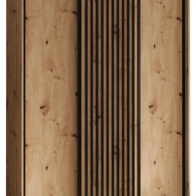 Šatní skříň FIDELIA 1 - 150/60 cm, dub artisan / dub artisan / černá