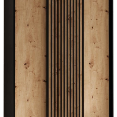 Šatní skříň FIDELIA 1 - 160/60 cm, černá / dub artisan / černá