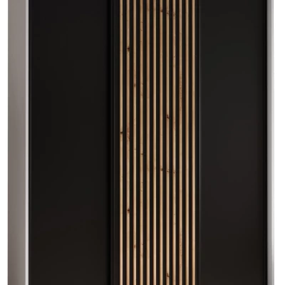 Šatní skříň FIDELIA 1 - 170/60 cm, bílá / černá / dub artisan