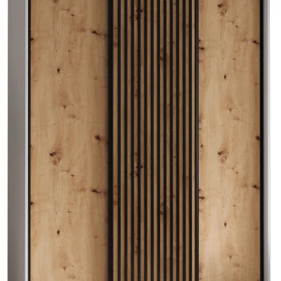 Šatní skříň FIDELIA 1 - 170/60 cm, bílá / dub artisan / černá