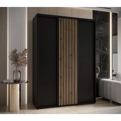 Šatní skříň FIDELIA 1 - 170/60 cm, černá / černá / dub artisan