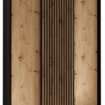 Šatní skříň FIDELIA 1 - 170/60 cm, černá / dub artisan / černá