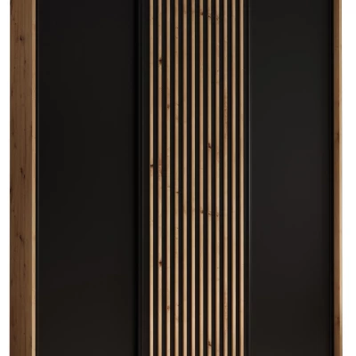 Šatní skříň FIDELIA 1 - 170/60 cm, dub artisan / černá / dub artisan
