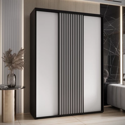 Šatní skříň FIDELIA 1 - 180/60 cm, černá / bílá / černá