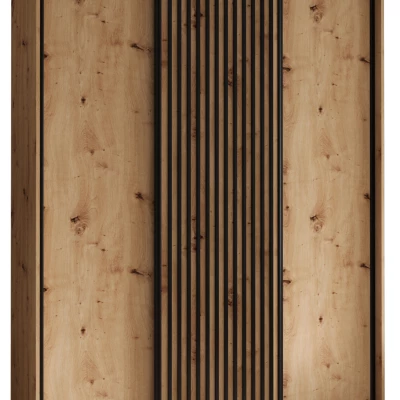 Šatní skříň FIDELIA 1 - 180/60 cm, dub artisan / dub artisan / černá