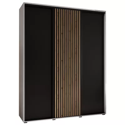 Šatní skříň FIDELIA 1 - 190/60 cm, bílá / černá / dub artisan