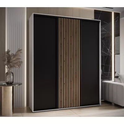 Šatní skříň FIDELIA 1 - 190/60 cm, bílá / černá / dub artisan