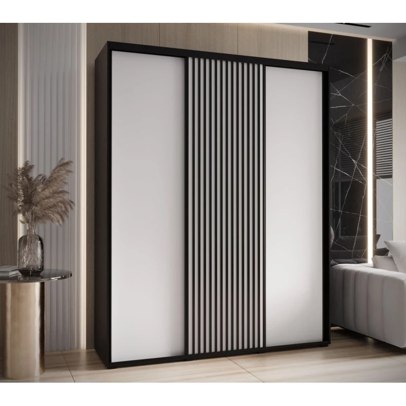 Šatní skříň FIDELIA 1 - 190/60 cm, černá / bílá / černá