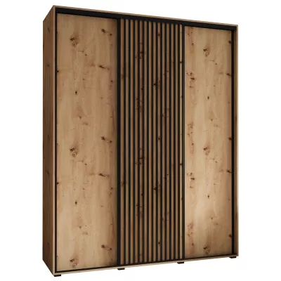 Šatní skříň FIDELIA 1 - 190/60 cm, dub artisan / dub artisan / černá