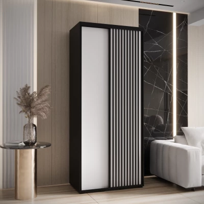 Šatní skříň FIDELIA 1 - 110/45 cm, černá / bílá / černá