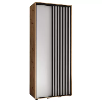 Šatní skříň FIDELIA 1 - 110/45 cm, dub artisan / bílá / černá