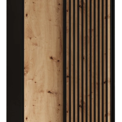 Šatní skříň FIDELIA 1 - 120/45 cm, černá / dub artisan / černá