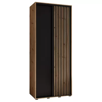 Šatní skříň FIDELIA 1 - 120/45 cm, dub artisan / černá / dub artisan