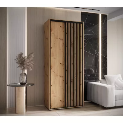 Šatní skříň FIDELIA 1 - 120/45 cm, dub artisan / dub artisan / černá