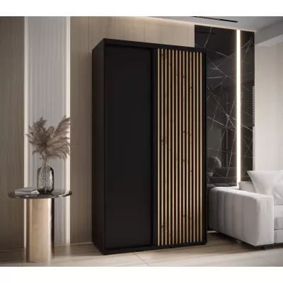 Šatní skříň FIDELIA 1 - 130/45 cm, černá / černá / dub artisan
