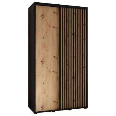 Šatní skříň FIDELIA 1 - 130/45 cm, černá / dub artisan / černá
