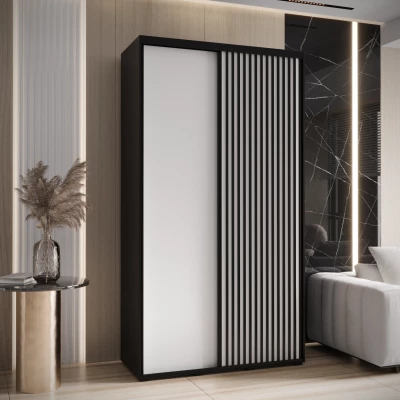 Šatní skříň FIDELIA 1 - 140/45 cm, černá / bílá / černá