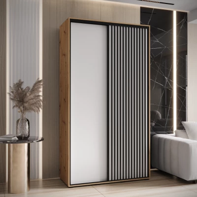 Šatní skříň FIDELIA 1 - 140/45 cm, dub artisan / bílá / černá