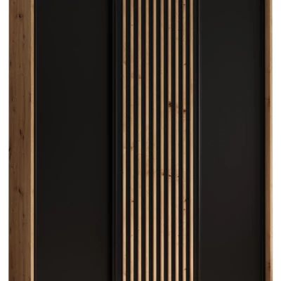 Šatní skříň FIDELIA 1 - 150/45 cm, dub artisan / černá / dub artisan