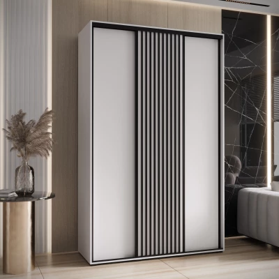 Šatní skříň FIDELIA 1 - 160/45 cm, bílá / bílá / černá