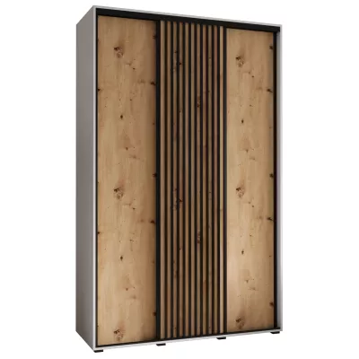 Šatní skříň FIDELIA 1 - 160/45 cm, bílá / dub artisan / černá