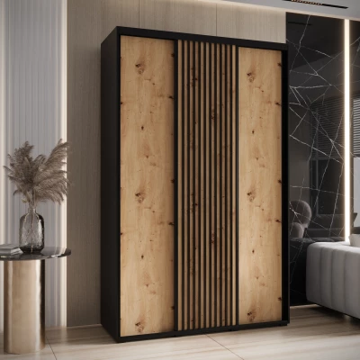 Šatní skříň FIDELIA 1 - 160/45 cm, černá / dub artisan / černá