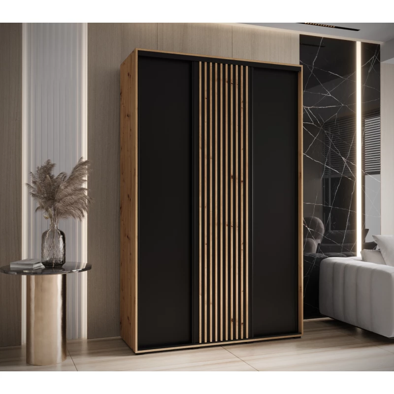 Šatní skříň FIDELIA 1 - 160/45 cm, dub artisan / černá / dub artisan
