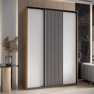 Šatní skříň FIDELIA 1 - 170/45 cm, dub artisan / bílá / černá