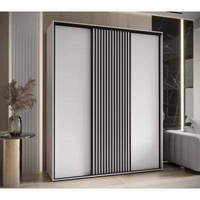 Šatní skříň FIDELIA 1 - 190/45 cm, bílá / bílá / černá